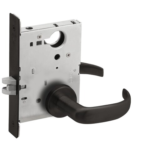 Schlage Grade 1 Passage Latch Mortise Lock, 17 Lever, A Rose, Flat Black Coated Finish, Field Reversible L9010 17A 622